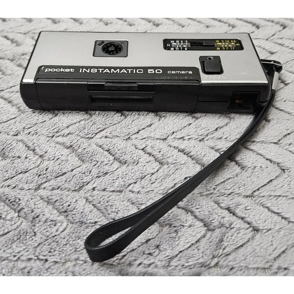 KODAK Pocket Instamatic 50 Camera UNTESTED! Made‎ In USA Black Silver